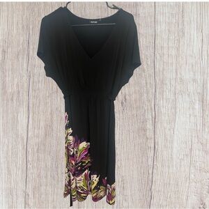 Apt. 9 Black Maxi Dress with Purple Floral Design